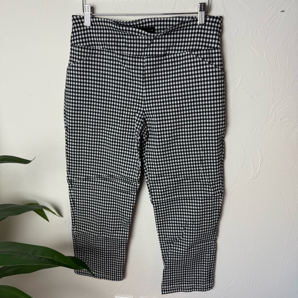 Versona Black & White Gingham Check Pants | Modern Fit | Size 8